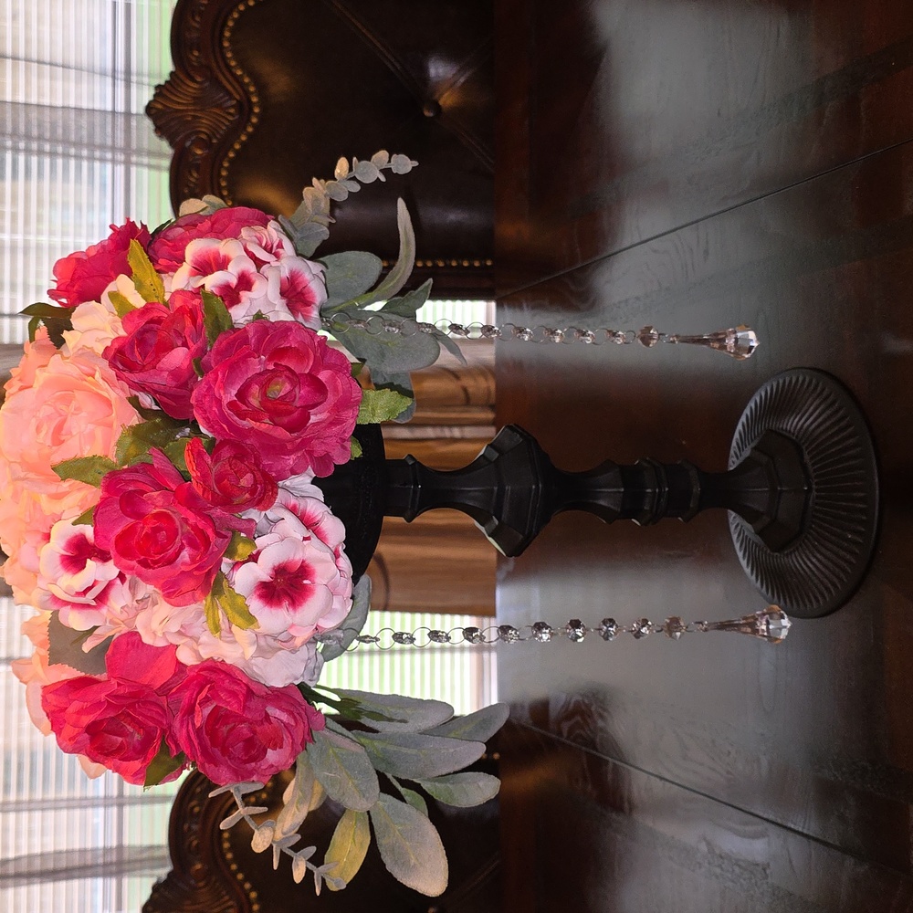 Homemade Elegant Floral Arrangement with Pink and Red Roses